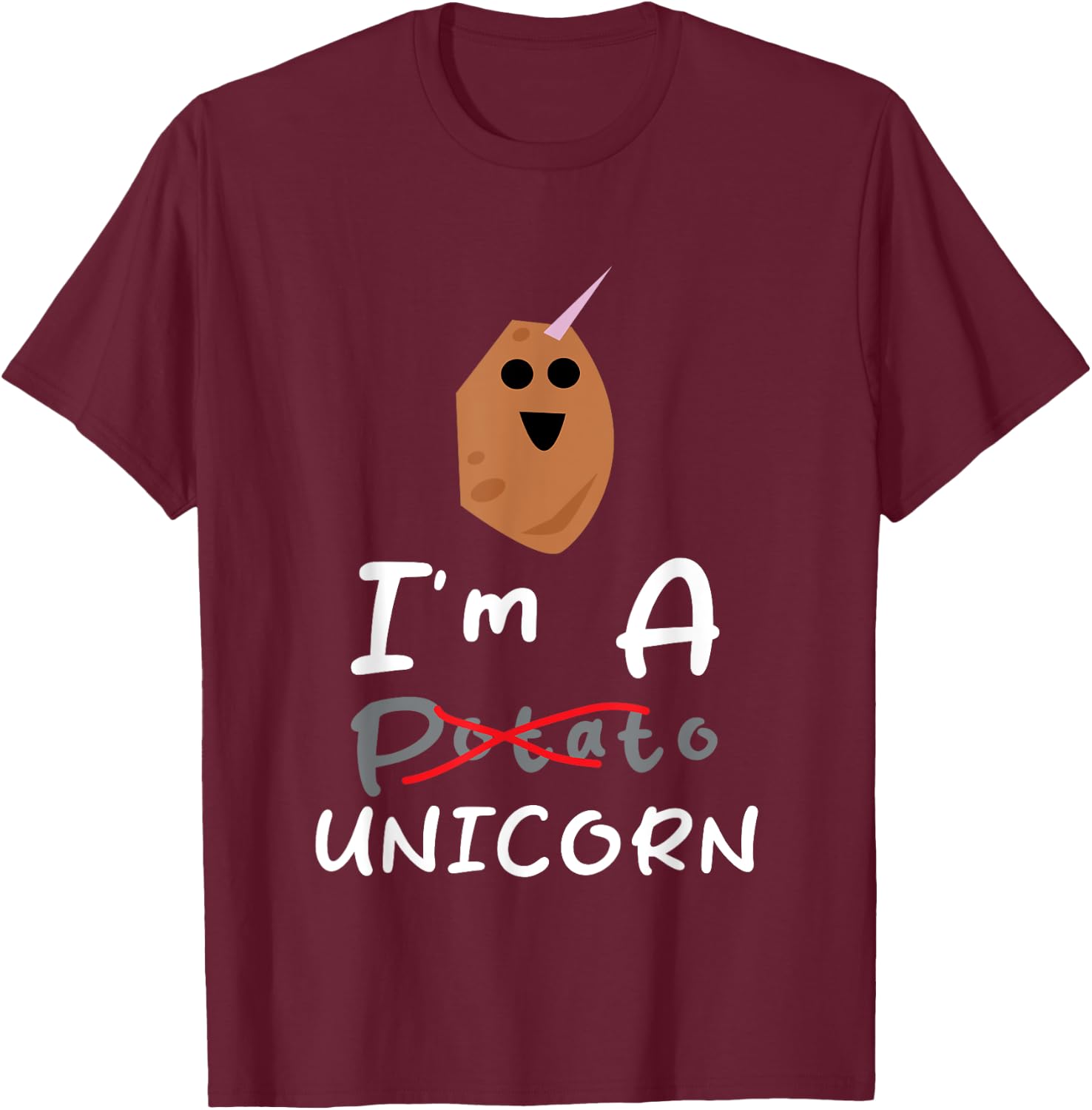 Funny Potato I'm A Potato Unicorn Funny Potato Unicorn Memes T-Shirt - T-Shirt | Maroon