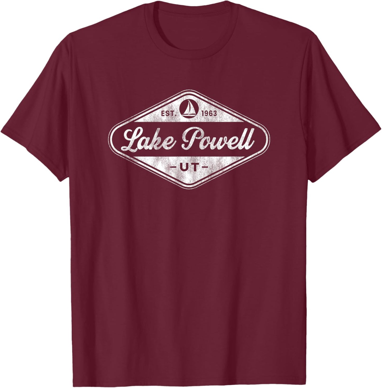 Retro Lake Powell Arizona Vacation Fishing Boat Souvenir T-Shirt - T-Shirt | Maroon