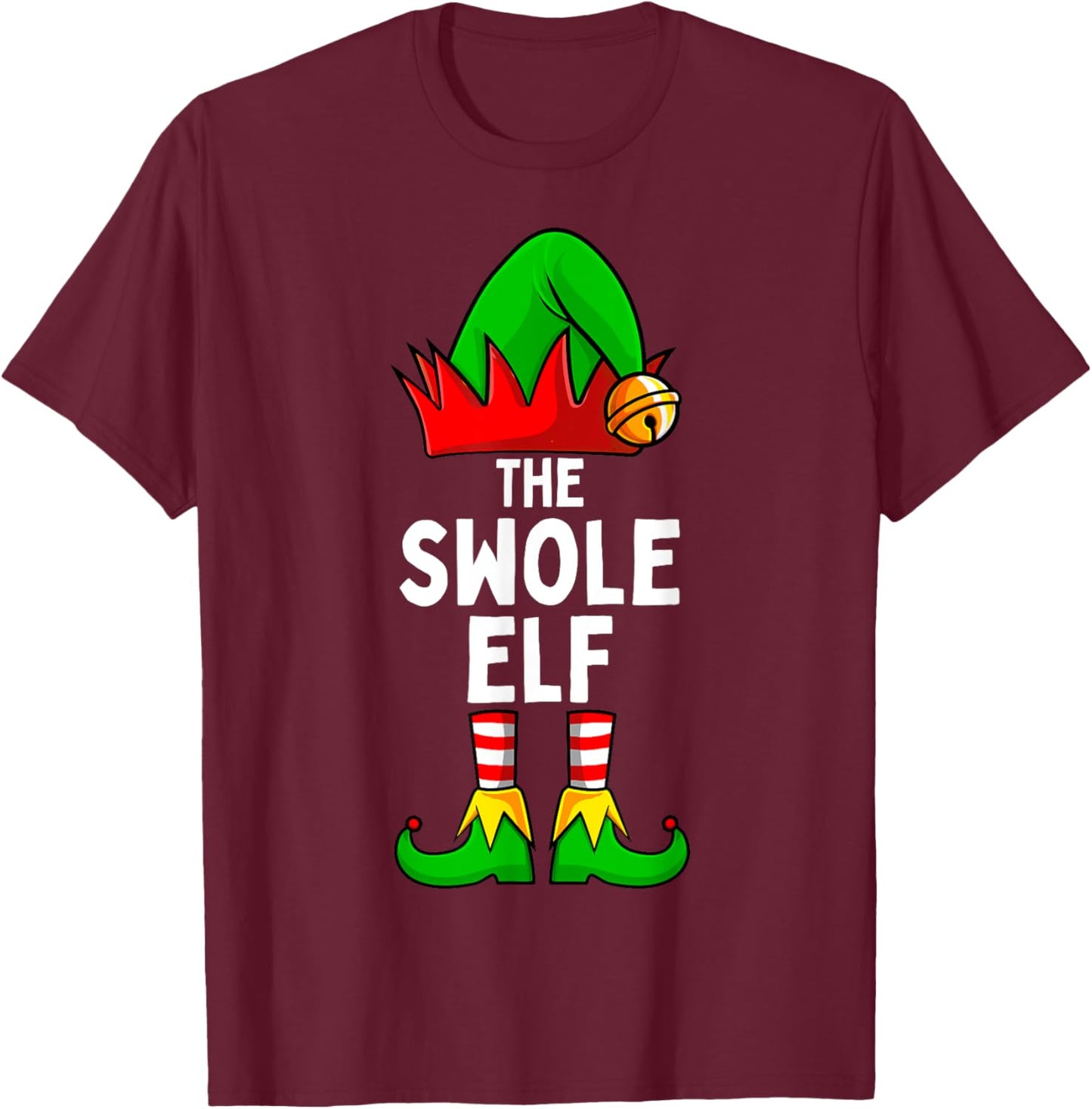 Swole Elf Matching Family Christmas T-Shirt - T-Shirt | Maroon