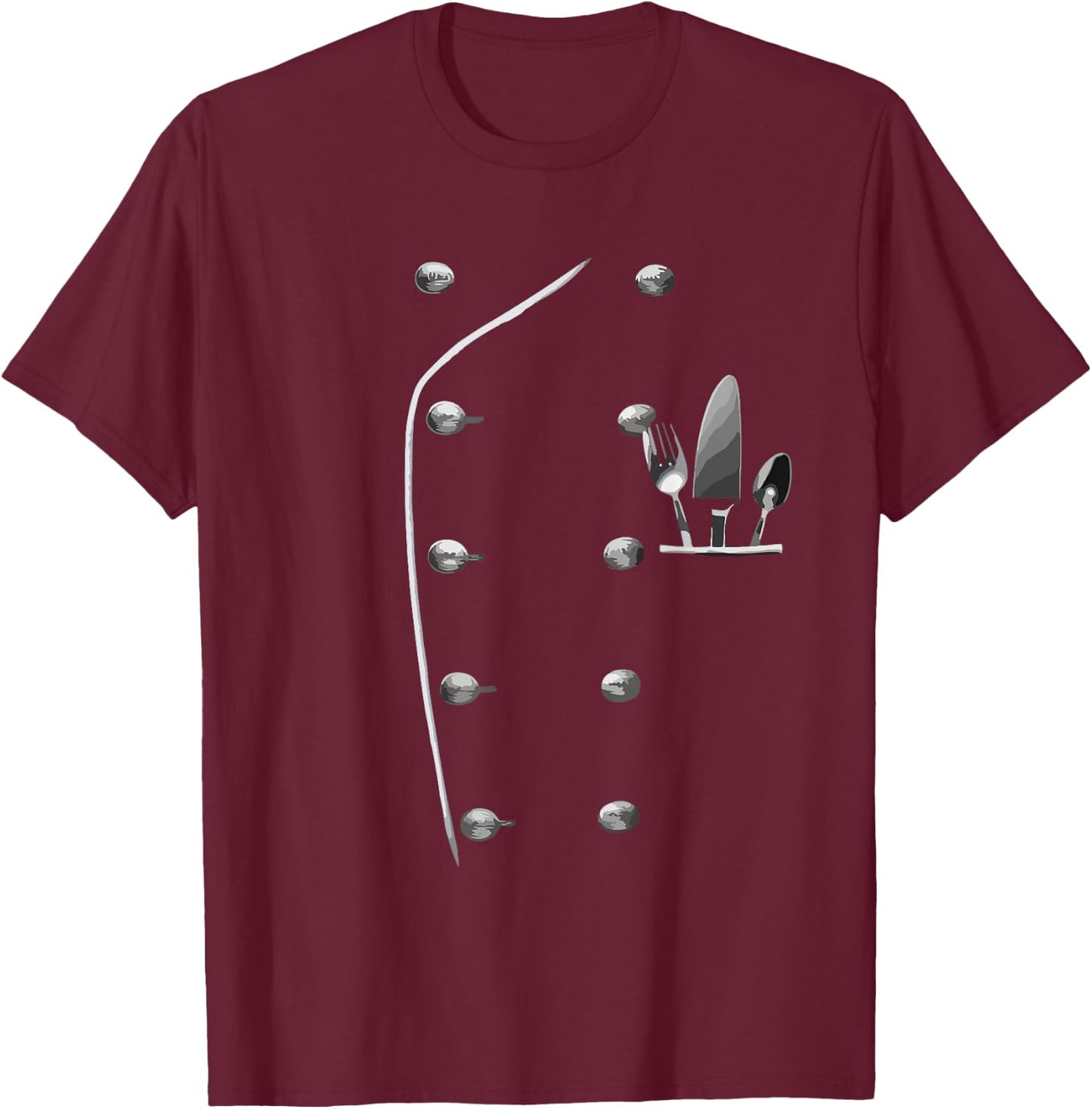 Chef Coat Uniform Cooking Cook Chef Culinary Kitchen T-Shirt - T-Shirt | Maroon