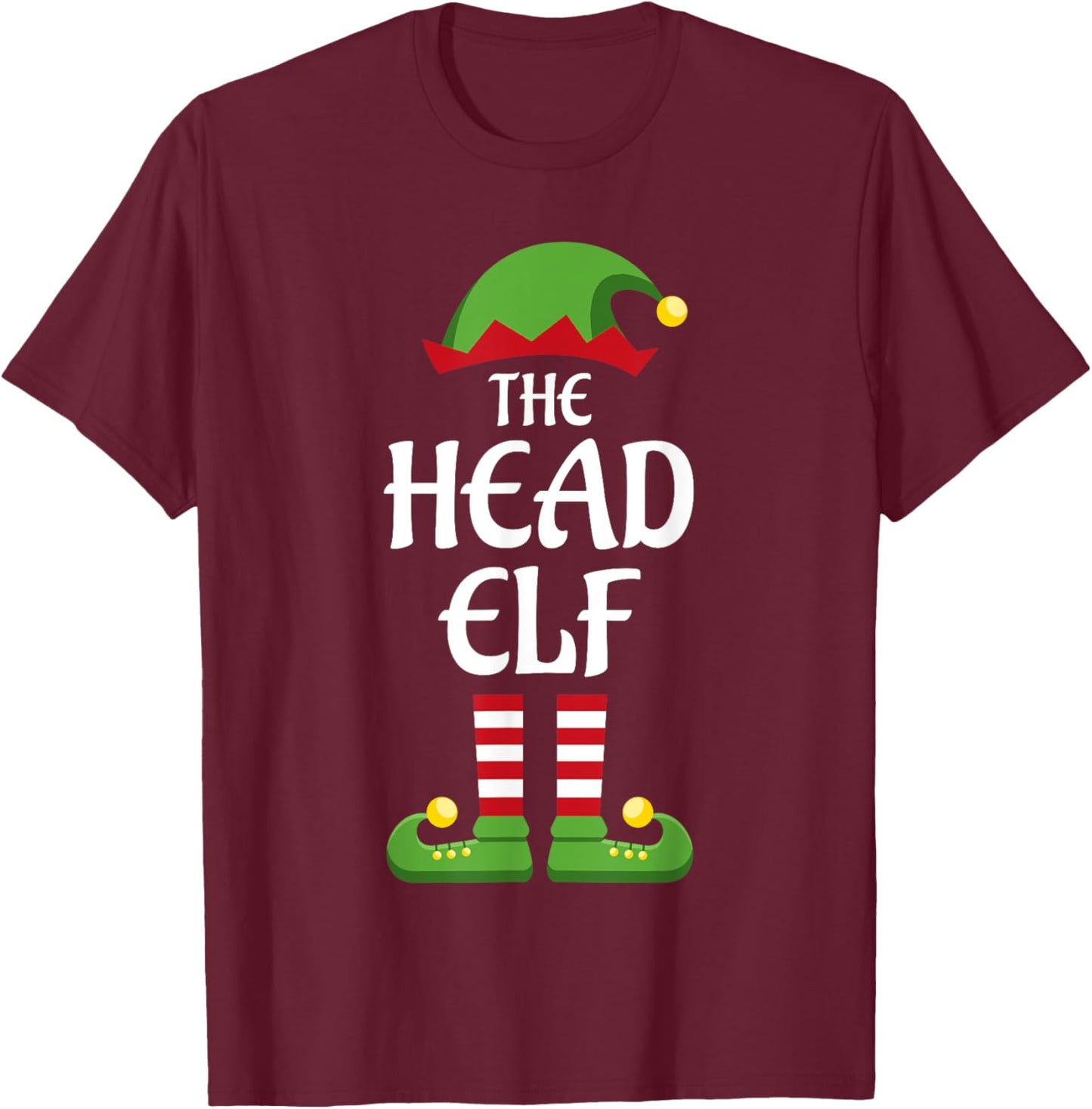Head Elf Family Matching Group Christmas T-Shirt - T-Shirt | Maroon