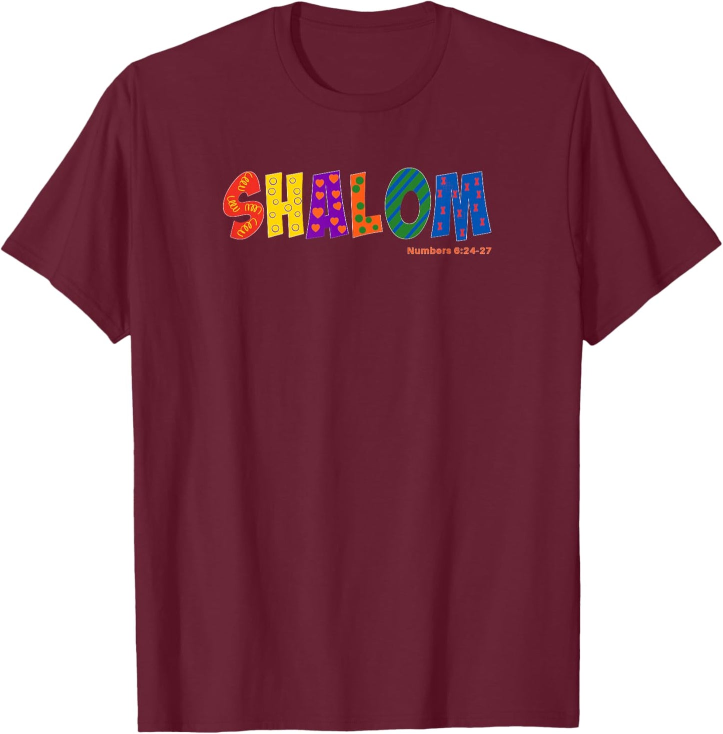Colorful Shalom T-Shirt - T-Shirt | Maroon