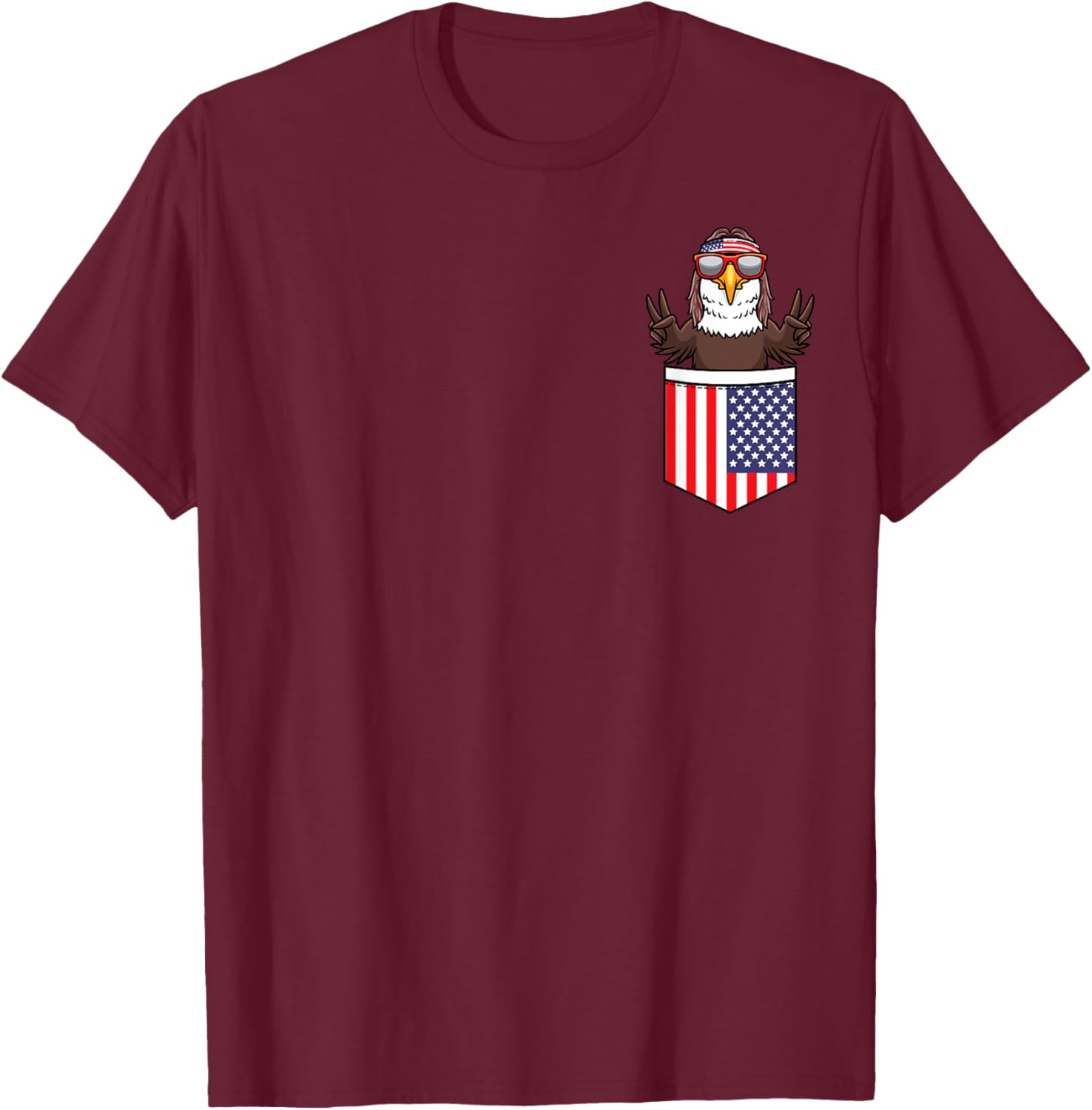 Eagle in Pocket Patriotic Independence Day 4th of July USA T-Shirt - T-Shirt | Maroon