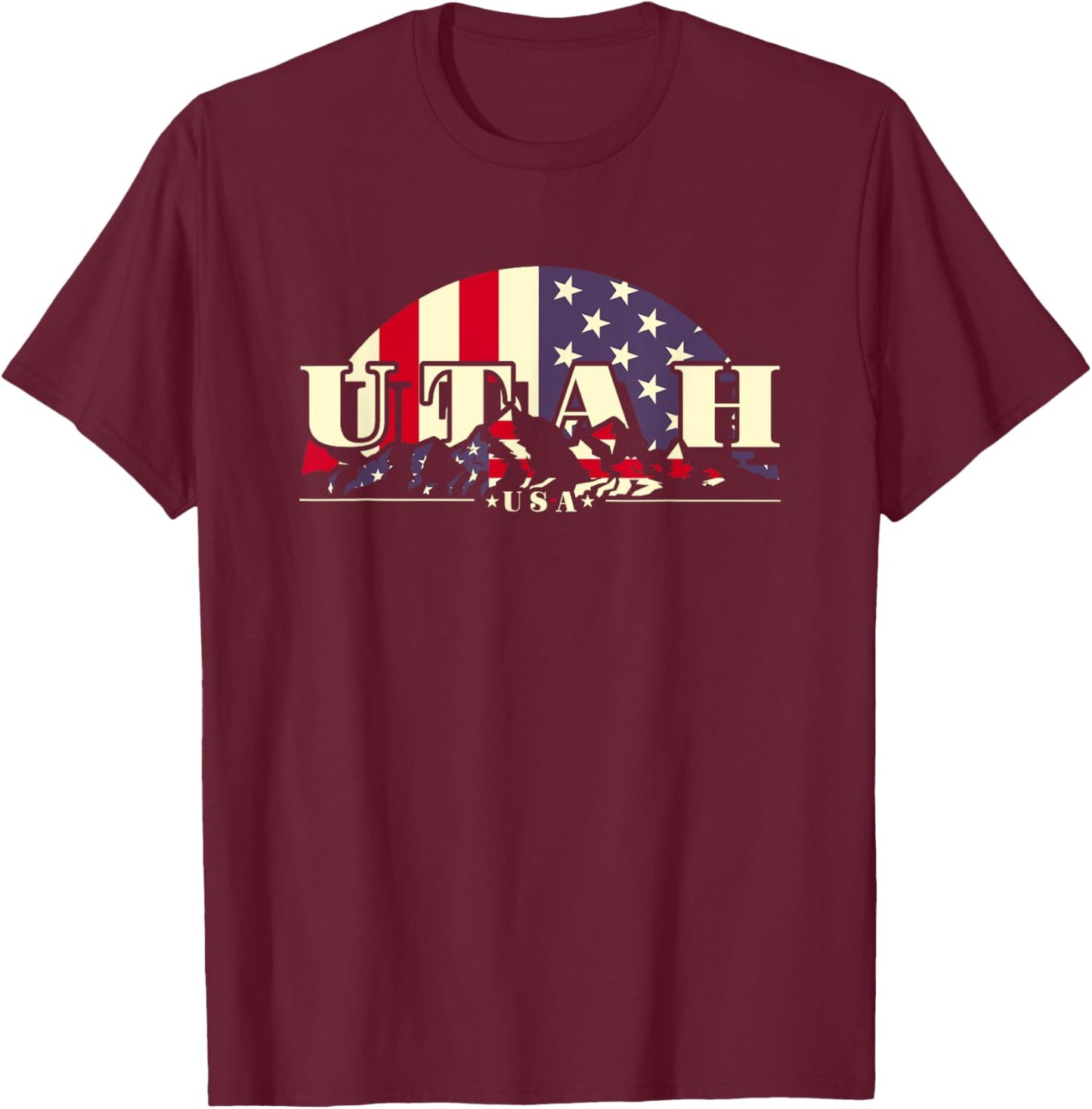 American State Utah, Vintage Mountain Nature Hiking T-Shirt - T-Shirt | Maroon