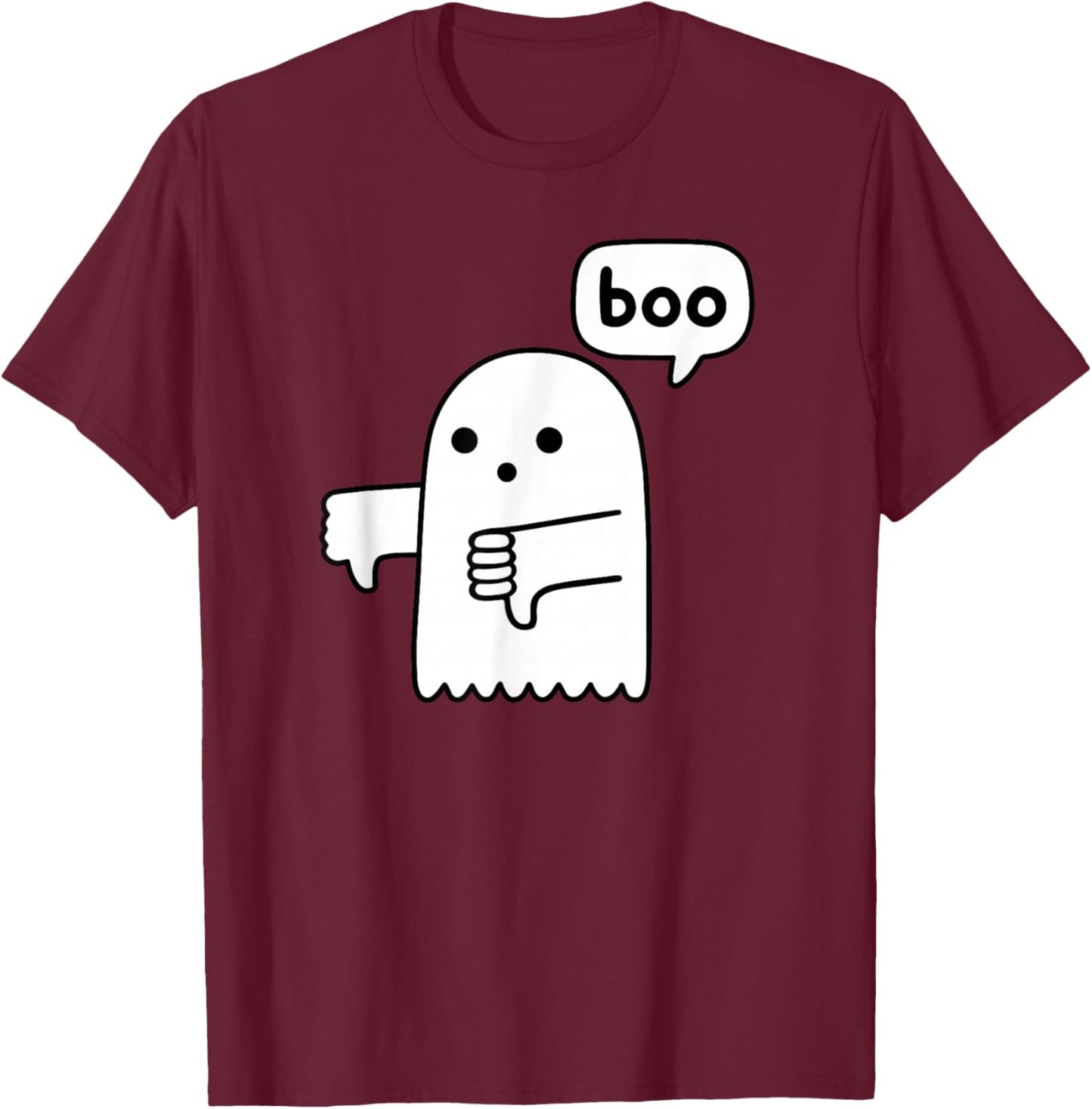 Funny Thumbs Down Ghost Screaming Boo Disapproval T-Shirt - T-Shirt | Maroon