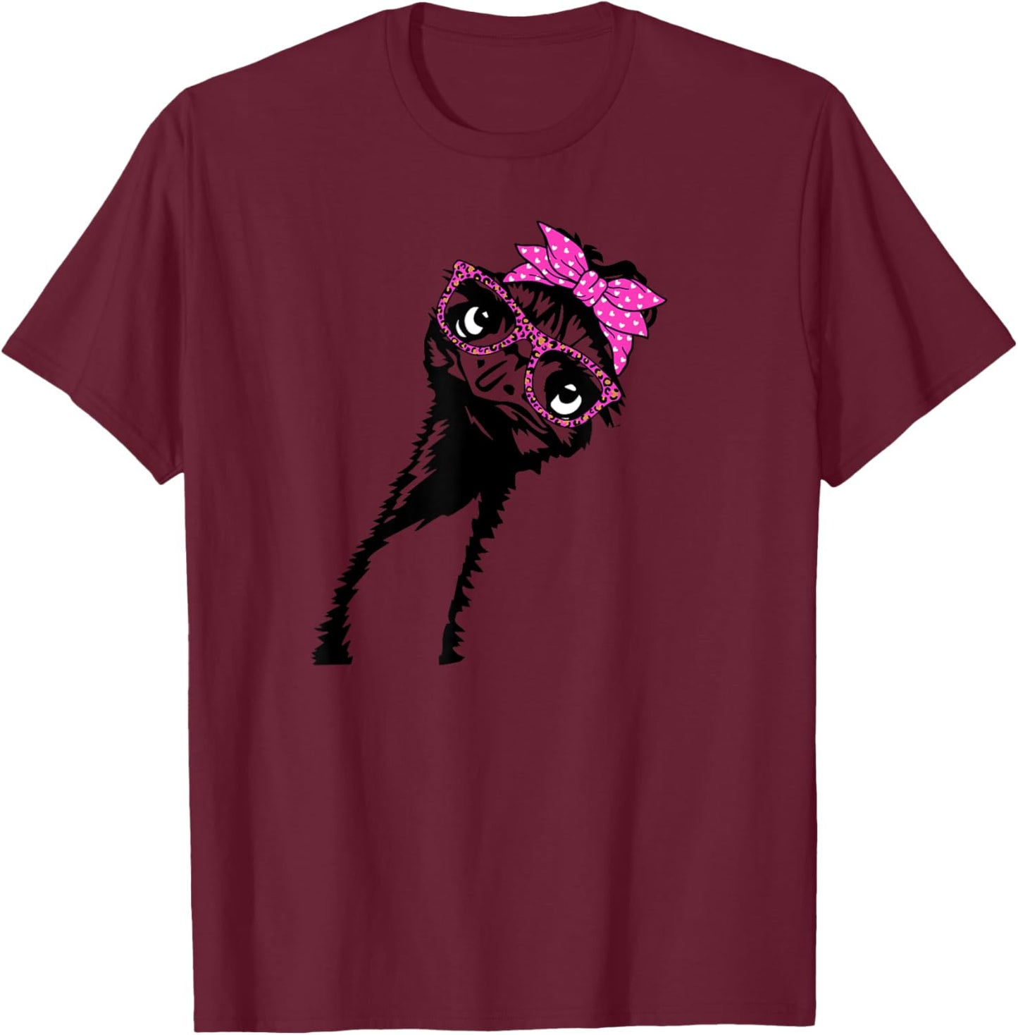 Emu Bird with bandana glasses T-Shirt - T-Shirt | Maroon