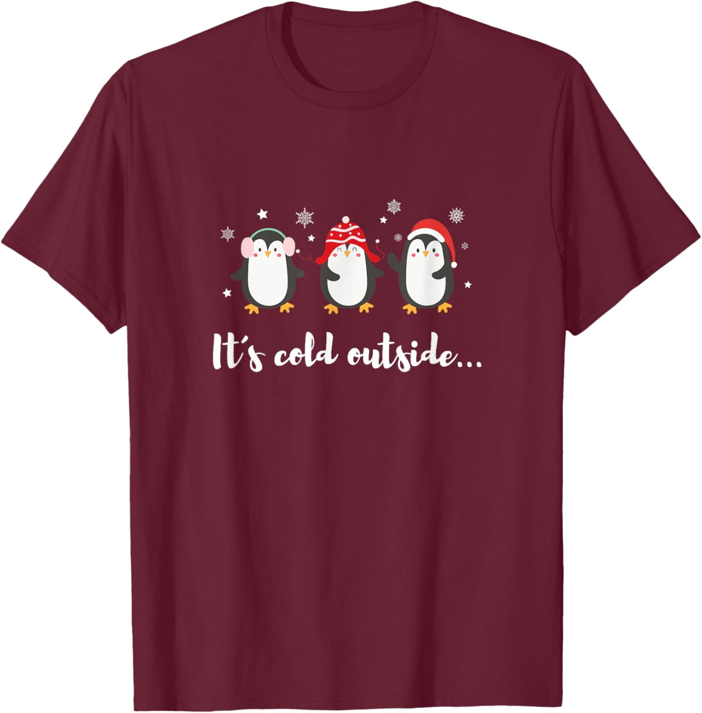 Penguins Christmas T-Shirt - T-Shirt | Maroon