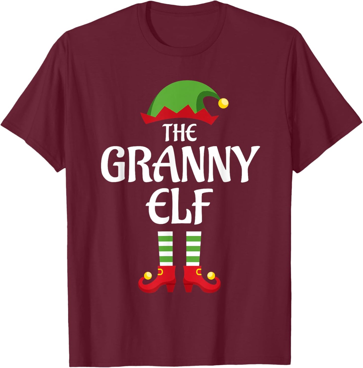 Granny Elf Family Matching Group Christmas Grandma T-Shirt - T-Shirt | Maroon