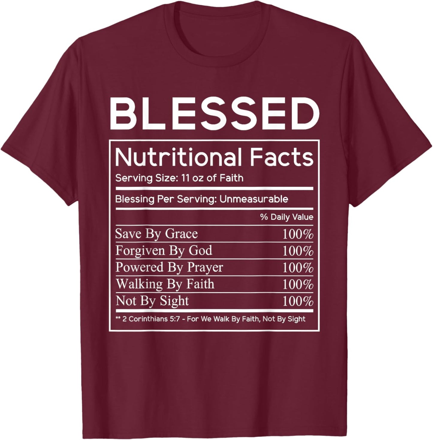 Blessed Nutritional Facts Christian Bible Holiday Dinner T-Shirt - T-Shirt | Maroon