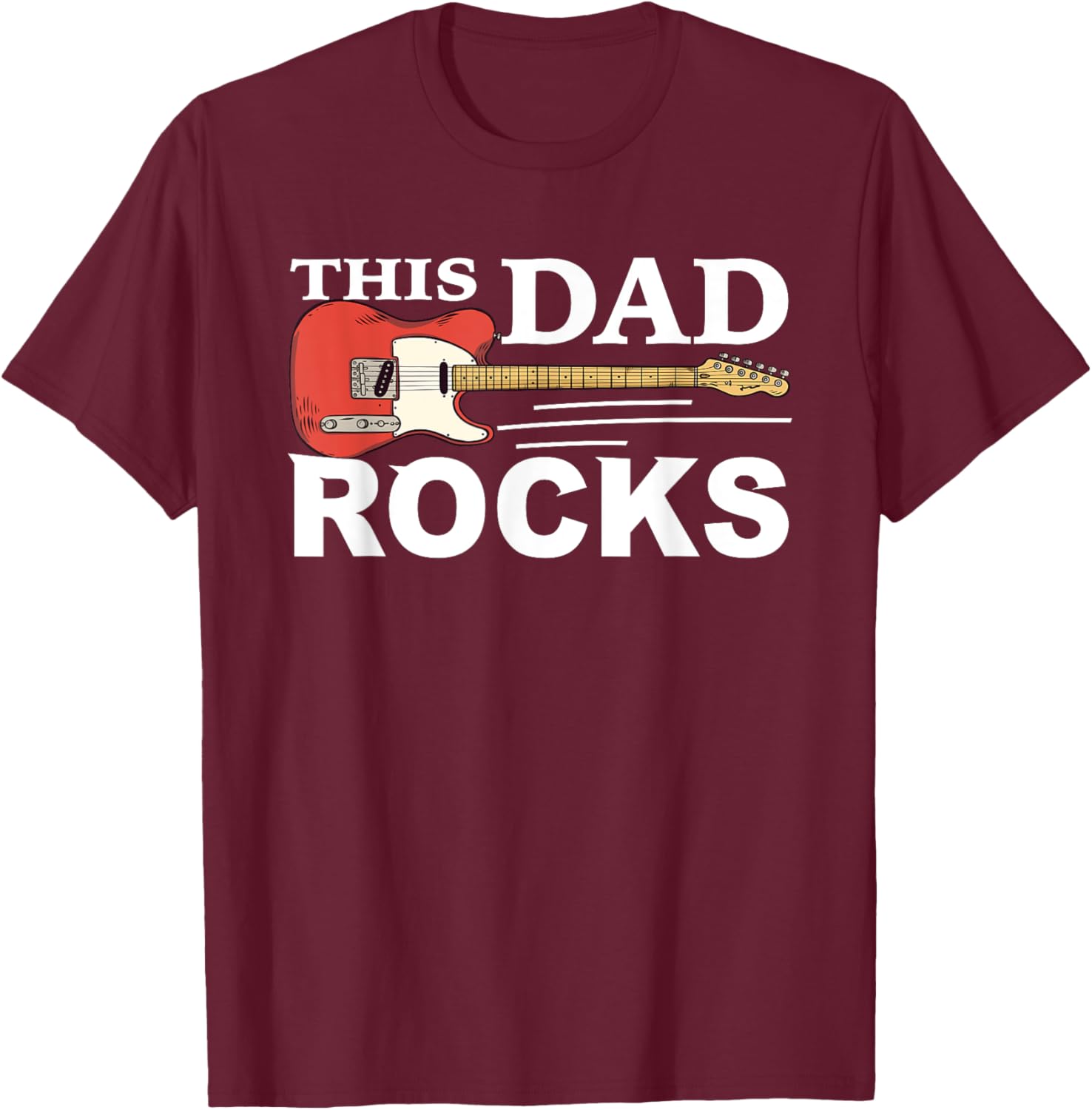 This Dad Rocks Guitar Old Rockers T-Shirt - T-Shirt | Maroon