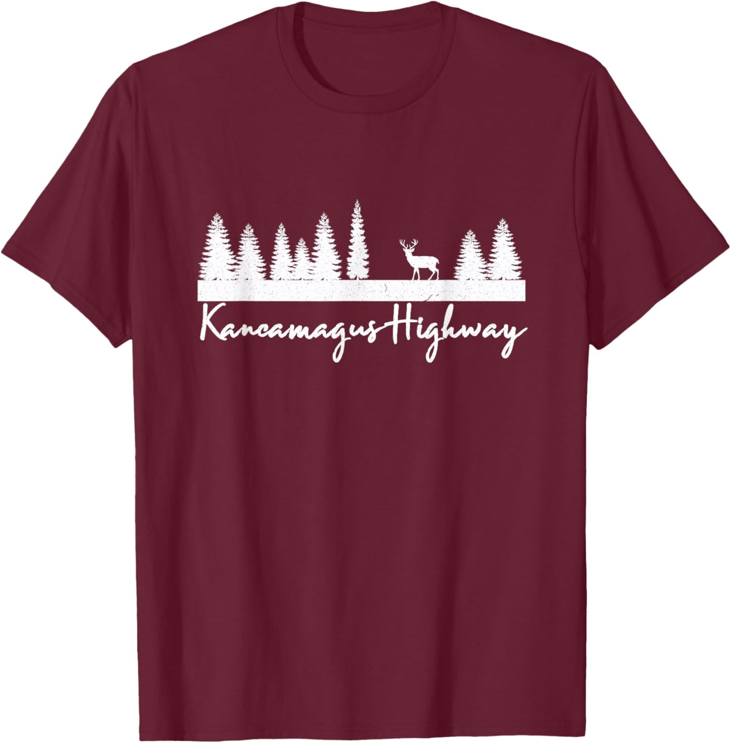 Kancamagus Highway New Hampshire Deer Buck Vacation Camping T-Shirt - T-Shirt | Maroon