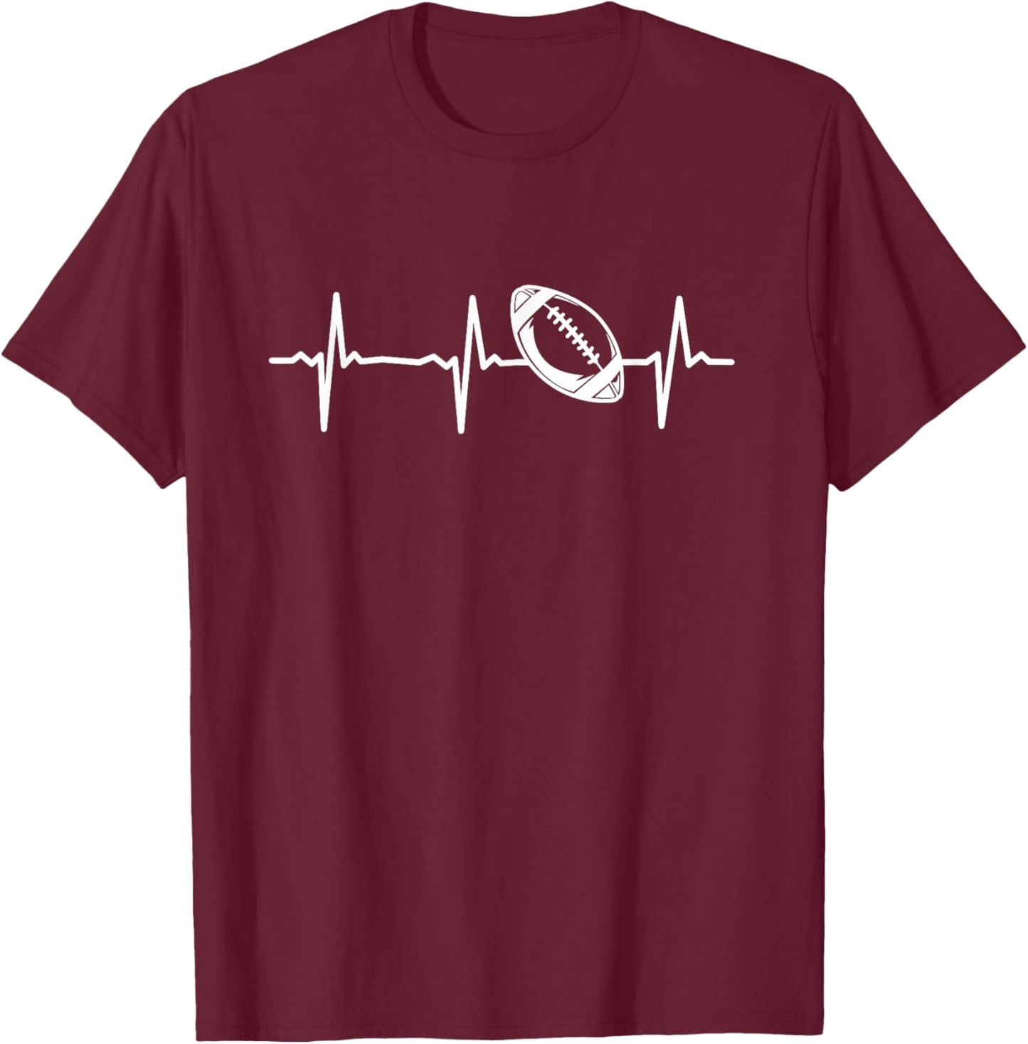 Football Heartbeat Football Player American Football T-Shirt - T-Shirt | Maroon