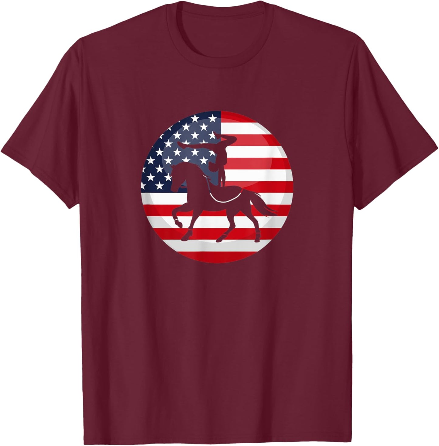 Equestrian Vaulting Horse US Flag Vaulters T-Shirt - T-Shirt | Maroon