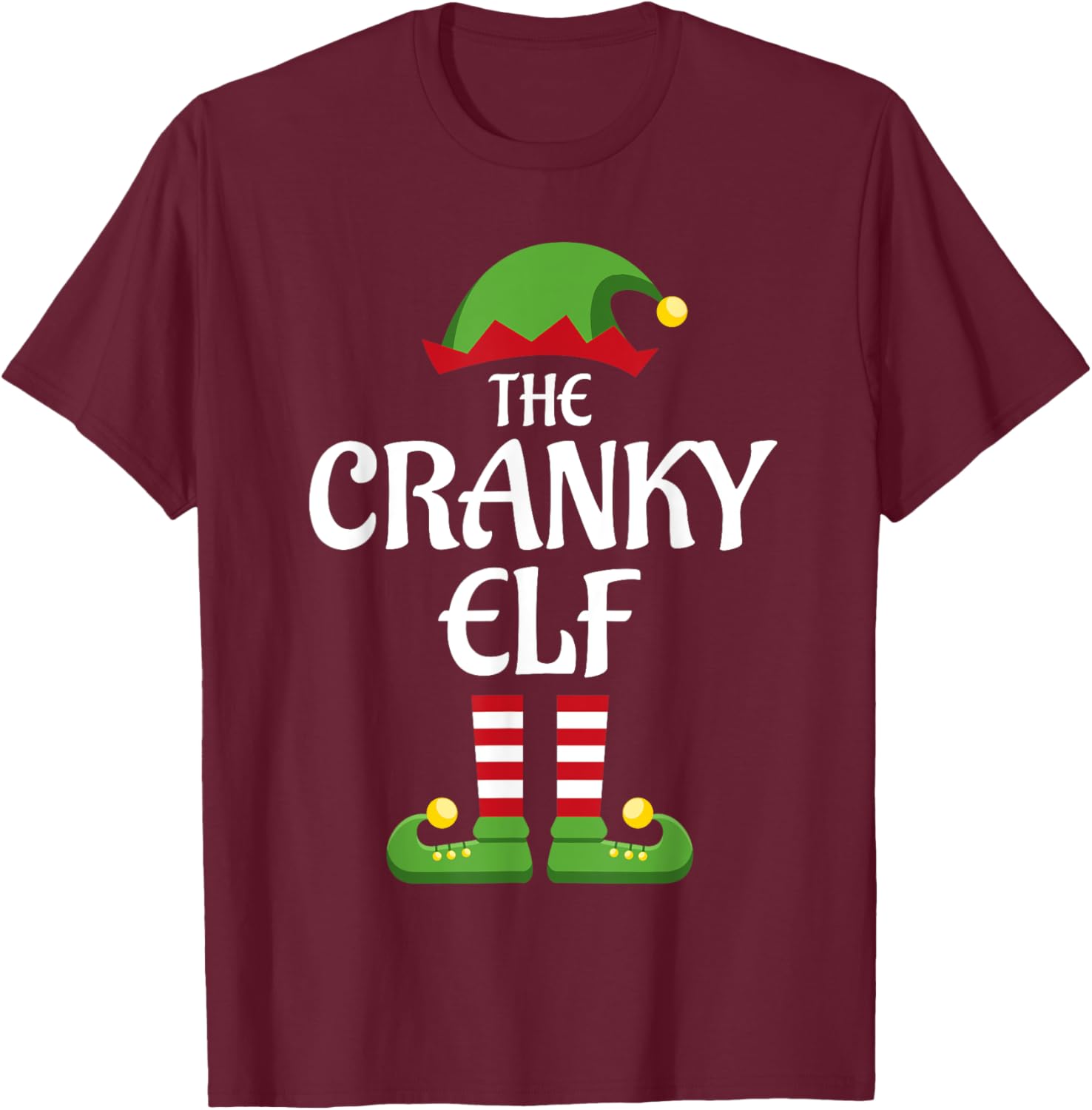 Cranky Elf Family Matching Group Christmas T-Shirt - T-Shirt | Maroon