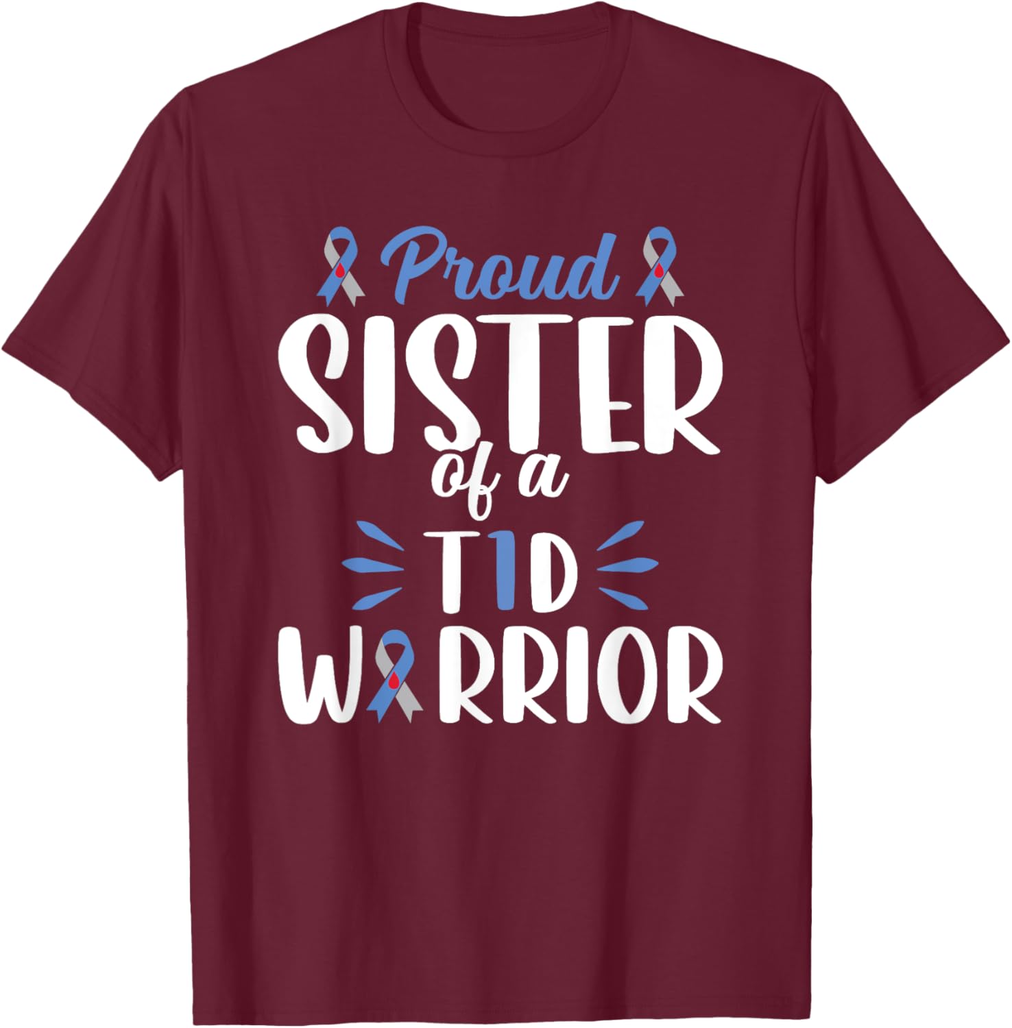 Sister T1d Proud Sister Of A Type 1 Diabetes Warrior Youth T-Shirt - T-Shirt | Maroon