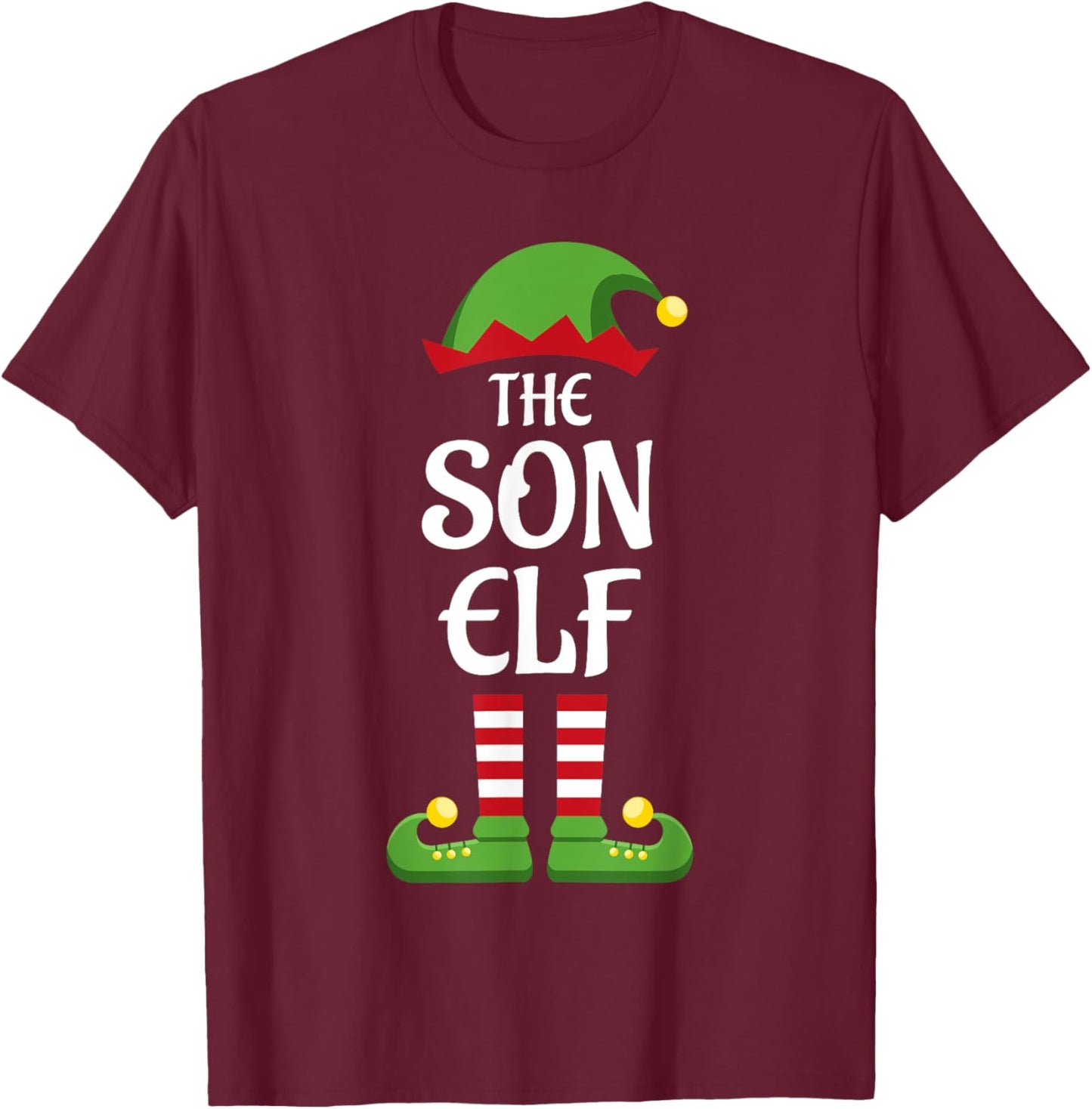 Son Elf Family Matching Group Christmas T-Shirt - T-Shirt | Maroon