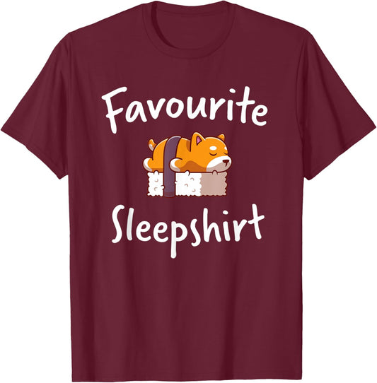 Dog Sushi Shiba Inu Sleeping Sleep Pajama Pyjama Nightgown Men Women Kids T-Shirt - T-Shirt | Maroon