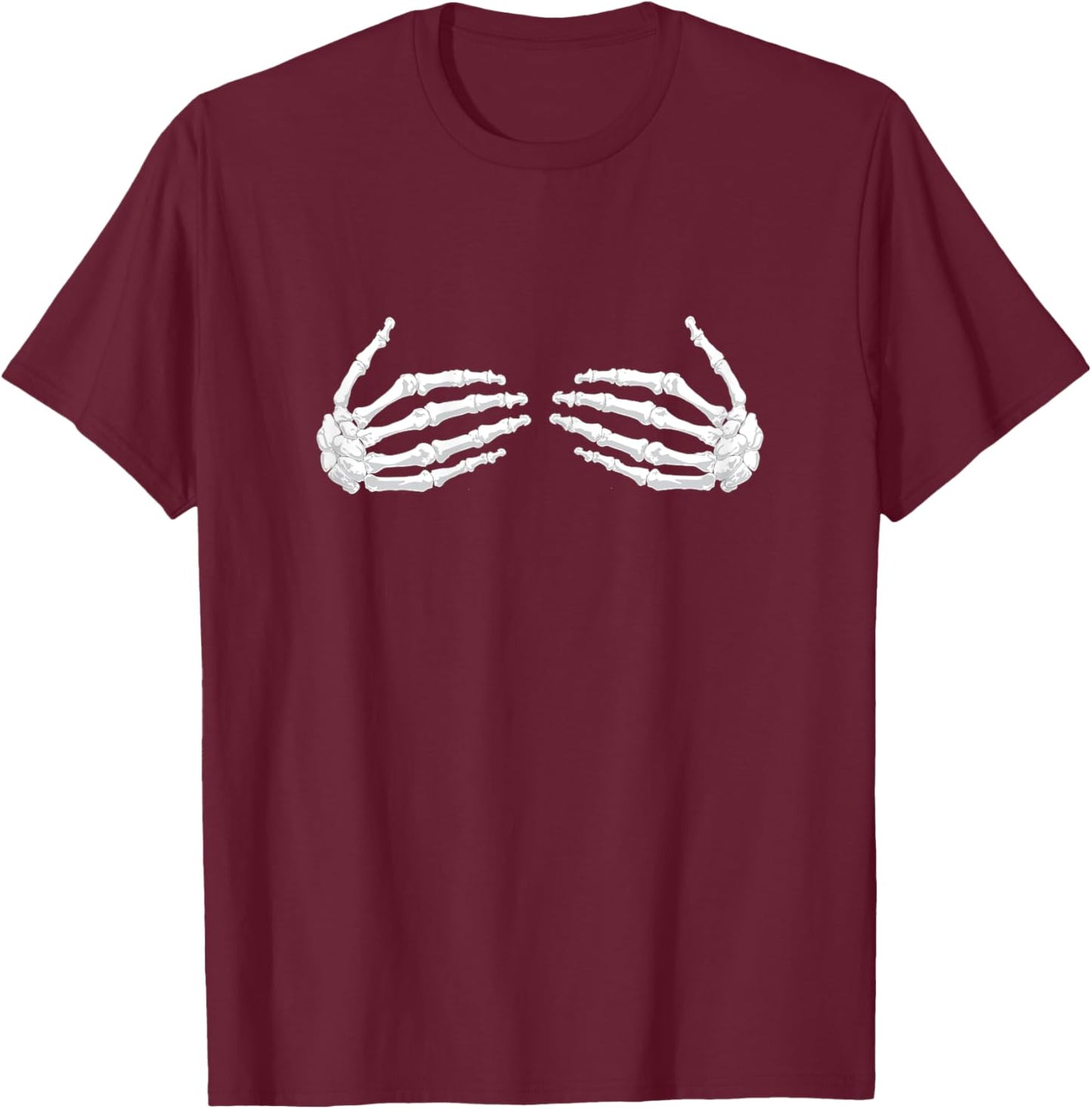 Halloween skeleton hands chest holder gift creepy T-Shirt - T-Shirt | Maroon