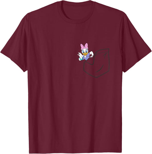 Disney Mickey & Friends Daisy Duck Small Pocket T-Shirt - T-Shirt | Maroon