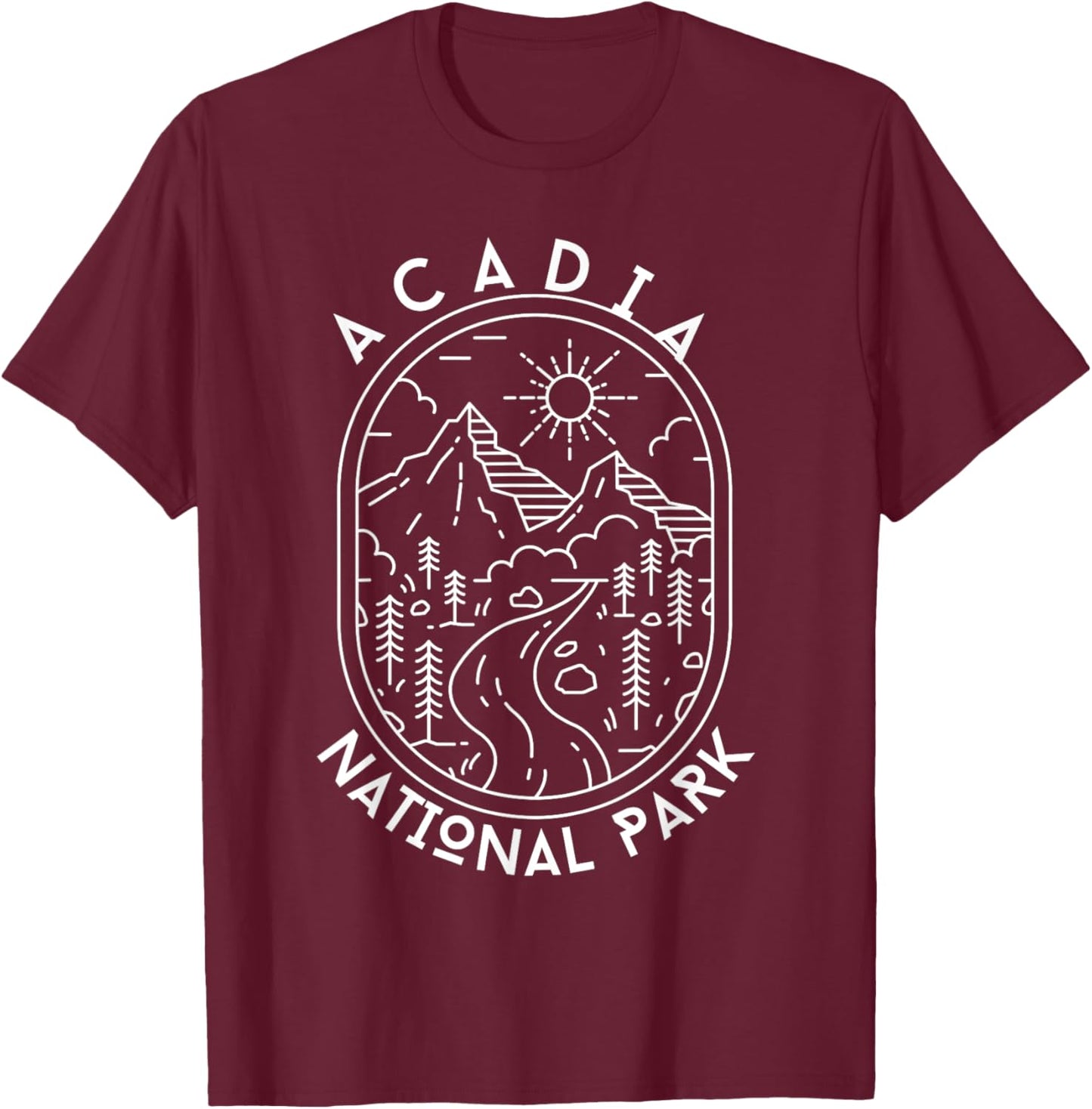 Acadia National Park Maine Nature Hike Outdoors T-Shirt - T-Shirt | Maroon