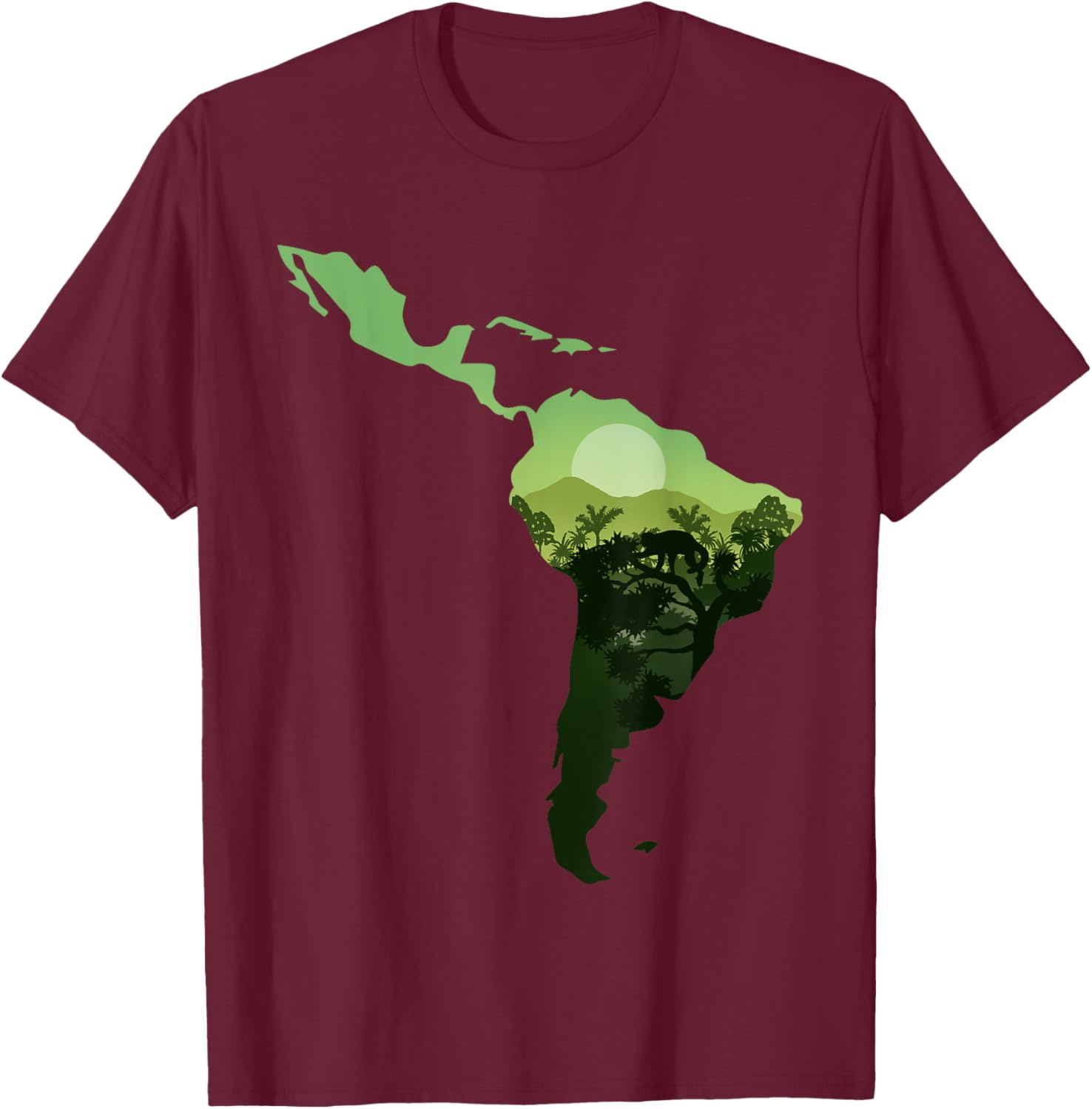 Latin america map and beautiful nature T-Shirt - T-Shirt | Maroon