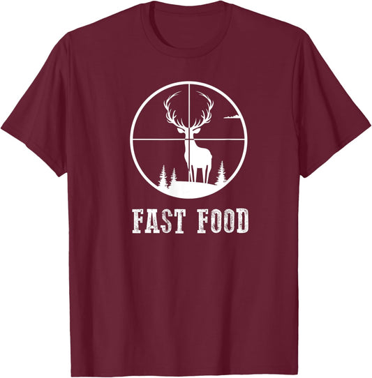 Deer Bow Funny Hunter Fast Food Hunting Gift T-Shirt - T-Shirt | Maroon