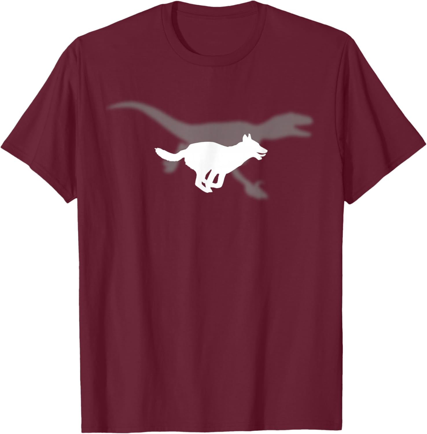 Belgian Malinois Velociraptor Maliraptor Running Shadow T-Shirt - T-Shirt | Maroon