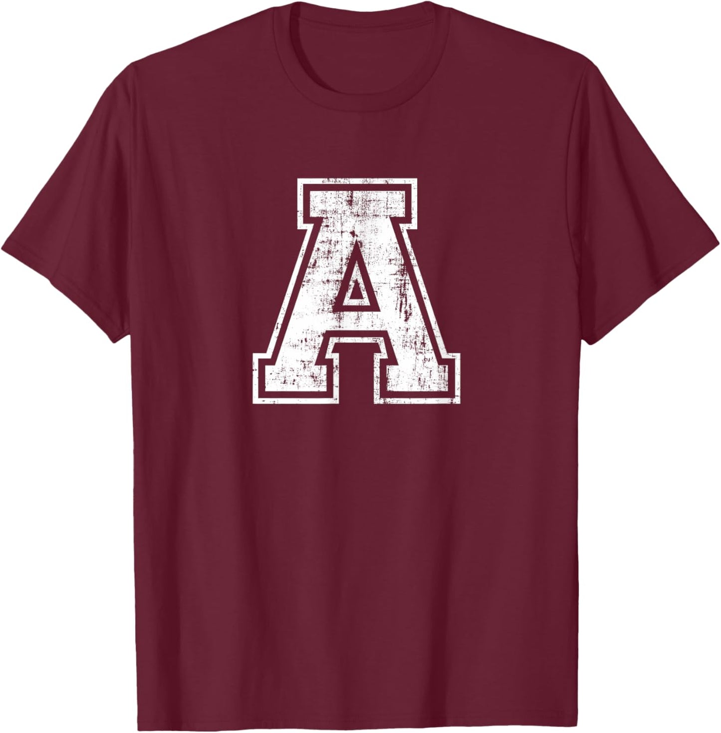 Letter A Uppercase Alphabet Initial School College Varsity T-Shirt - T-Shirt | Maroon