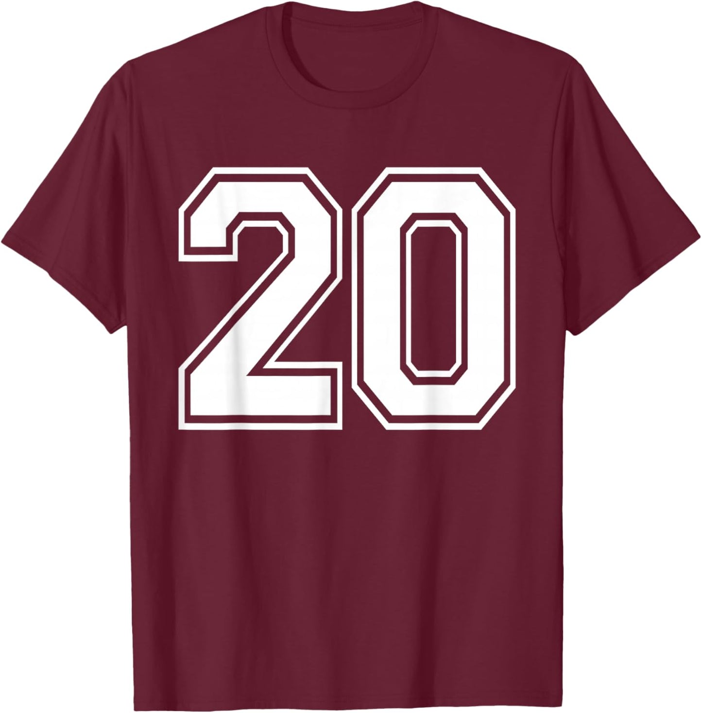 Number Twenty #20 Sports Team Uniform Birthday Anniversary T-Shirt - T-Shirt | Maroon