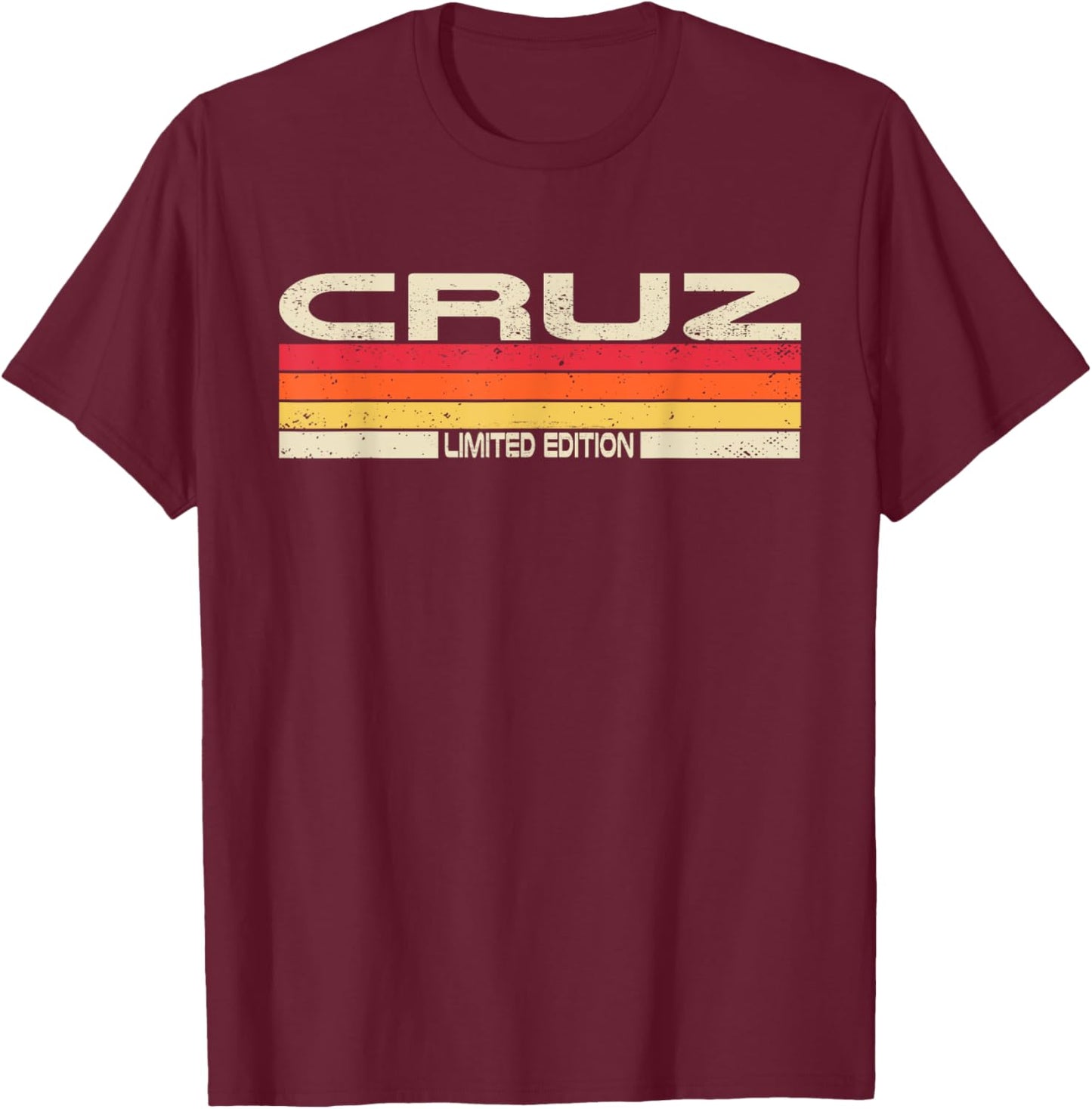 Cruz Surname Birthday Family Reunion 80s 90s Sunset T-Shirt - T-Shirt | Maroon
