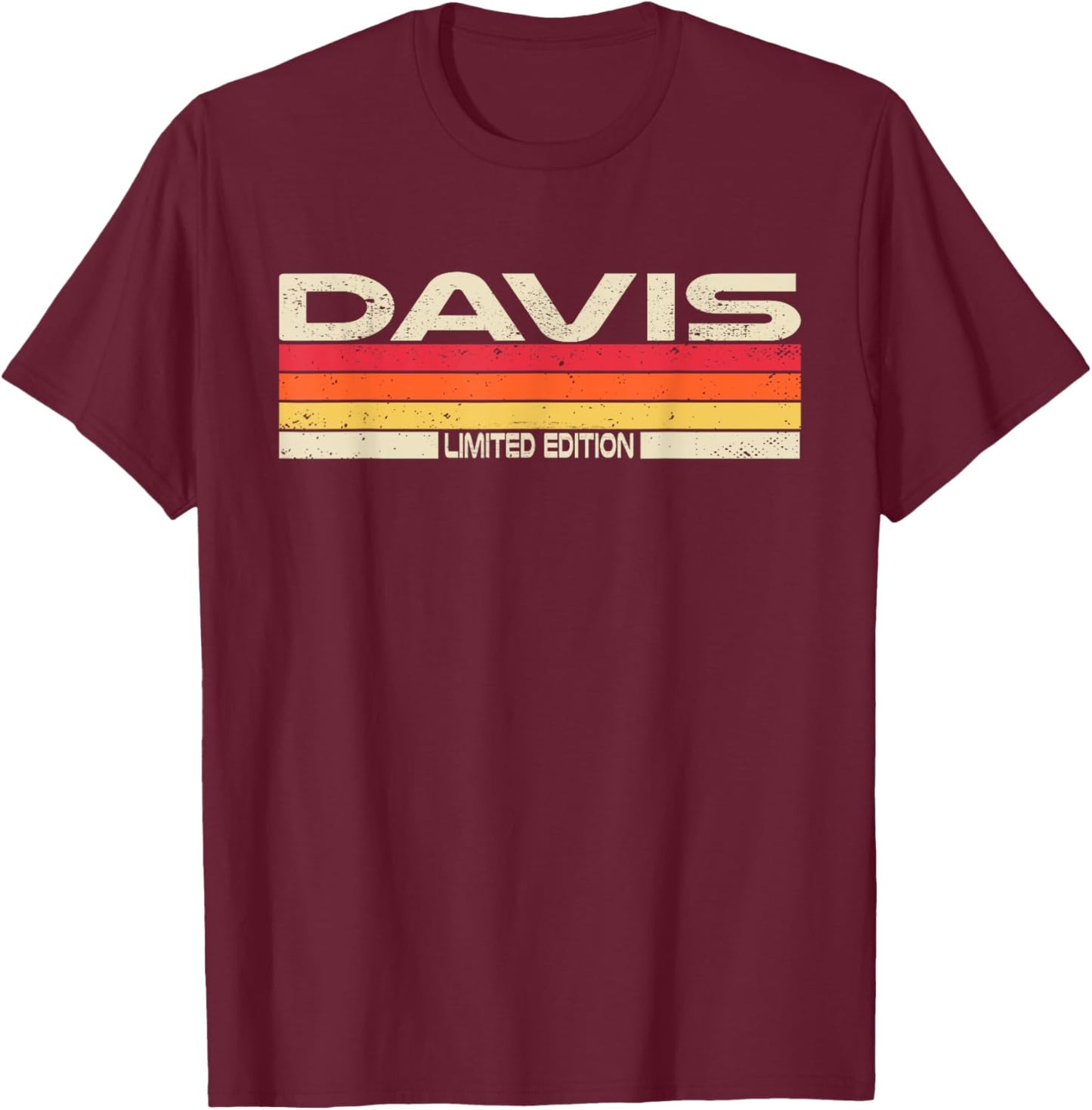 Davis Surname Birthday Family Reunion 80s 90s Sunset T-Shirt - T-Shirt | Maroon