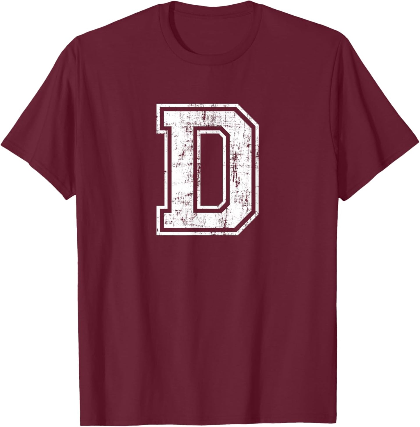 Letter D Uppercase Alphabet Initial School College Varsity T-Shirt - T-Shirt | Maroon