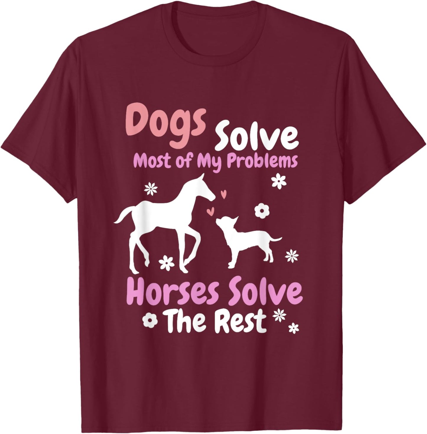 Dog And Horse Lover Art Equestrian T-Shirt - T-Shirt | Maroon