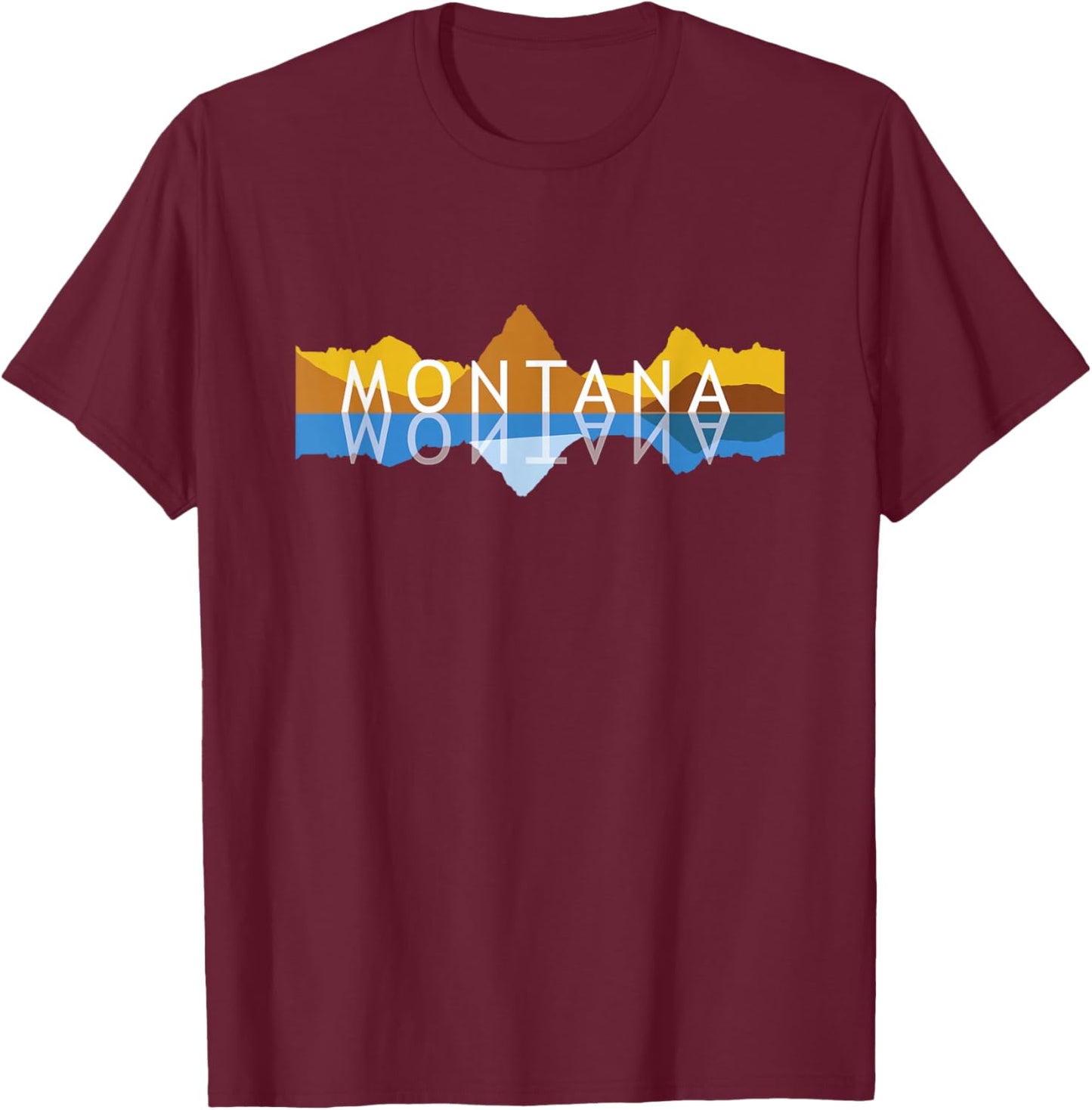 Montana Mountain Reflections - Mount Grinnell Souvenir T-Shirt - T-Shirt | Maroon