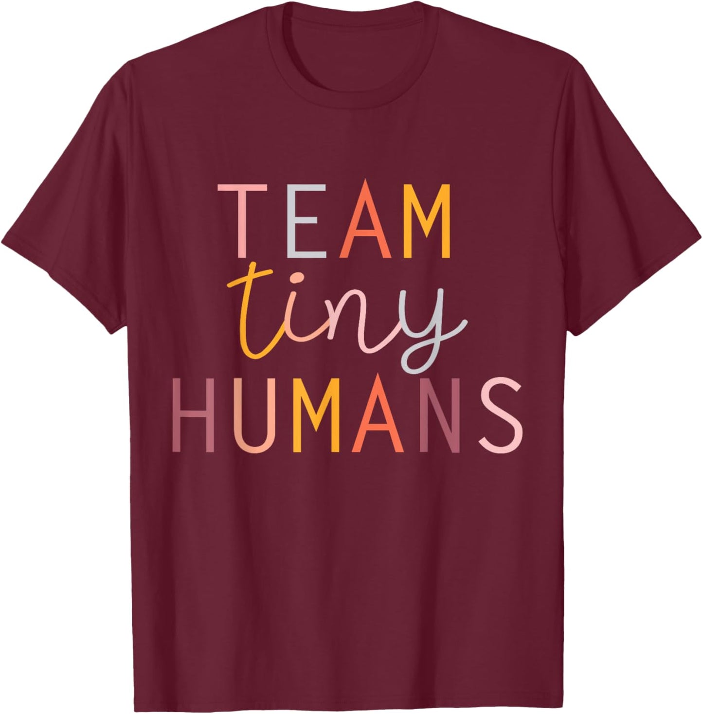 NICU Nurse ICU Neonatal Boho Colorful Retro Team Tiny Humans T-Shirt - T-Shirt | Maroon