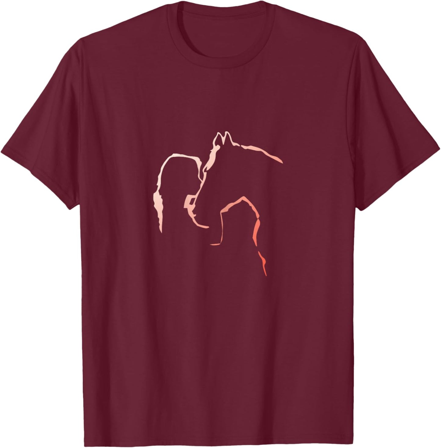 Horse Kiss Horse Motif Girl Kisses Horse Silhouette Horse T-Shirt - T-Shirt | Maroon