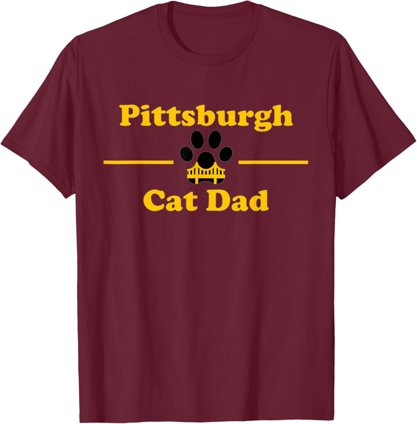 Pittsburgh Cat Dad Women T-Shirt - T-Shirt | Maroon
