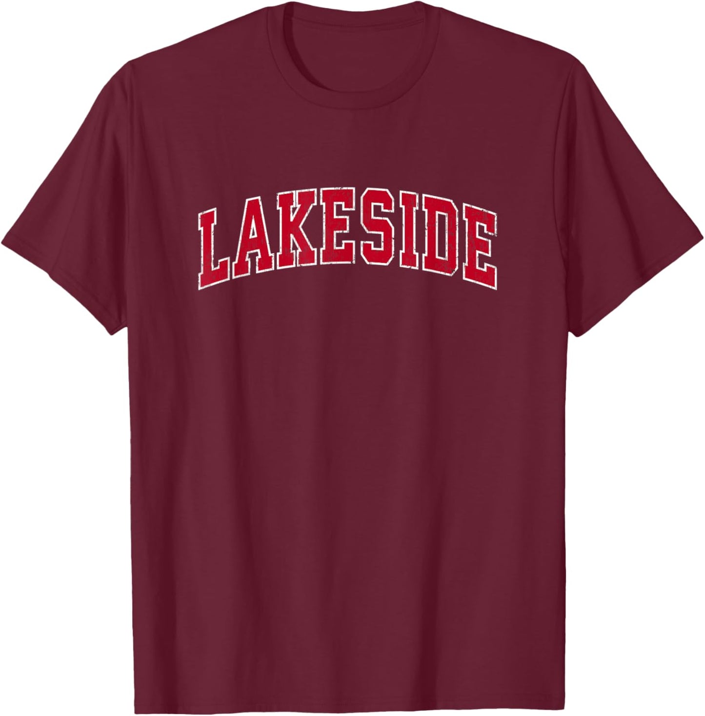 Lakeside Montana MT Vintage Sports Design Red Design T-Shirt - T-Shirt | Maroon