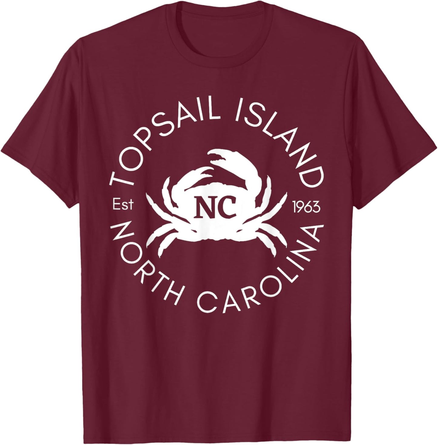 Topsail Island North Carolina Crab Beach Ocean Summer T-Shirt - T-Shirt | Maroon