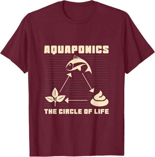 Aquaponics The Circle Of Life Hydroponics Apparel T-Shirt - T-Shirt | Maroon