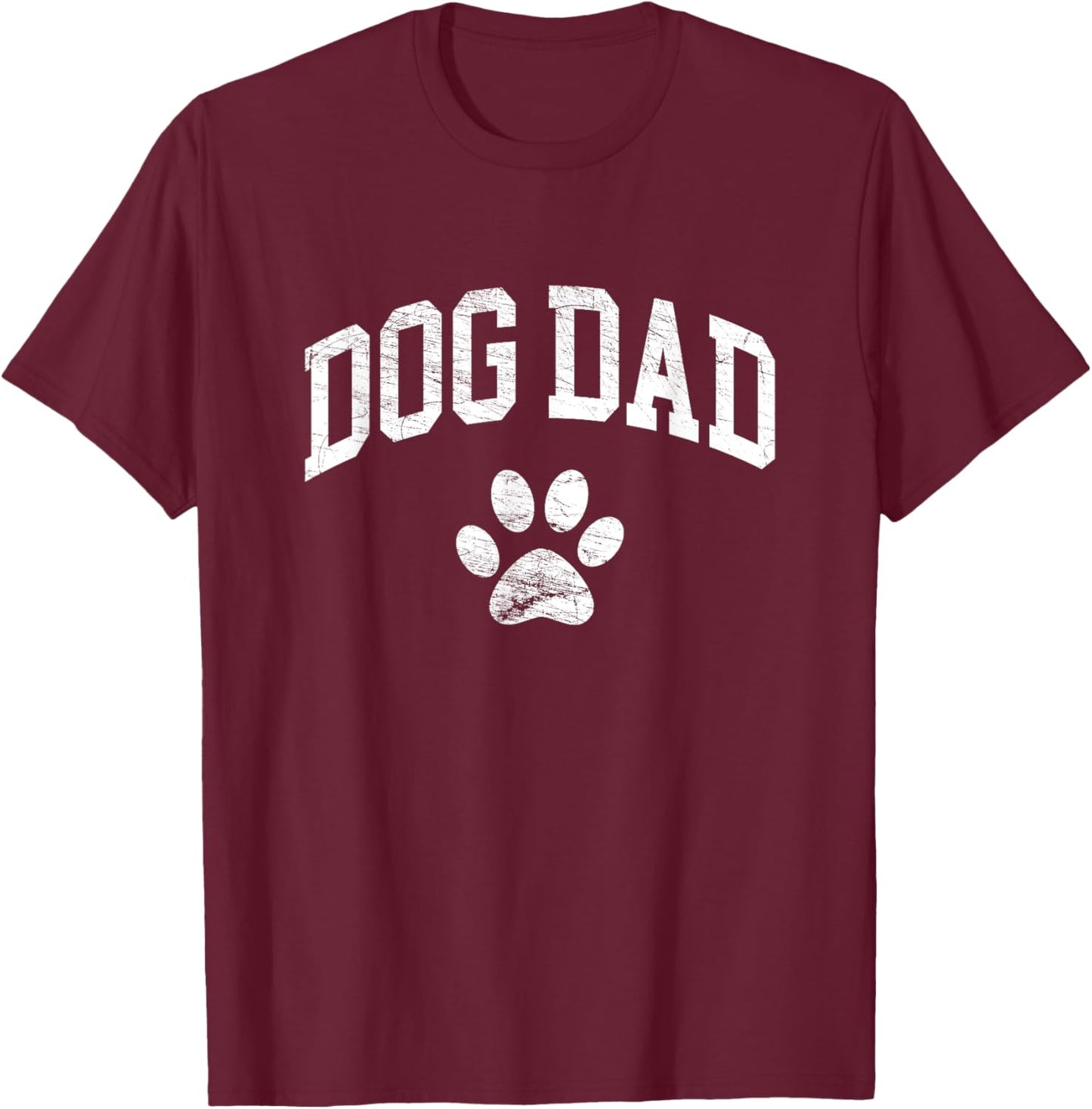Dog Dad - Distressed Design Style - Funny Dog Paw - Classic T-Shirt - T-Shirt | Maroon