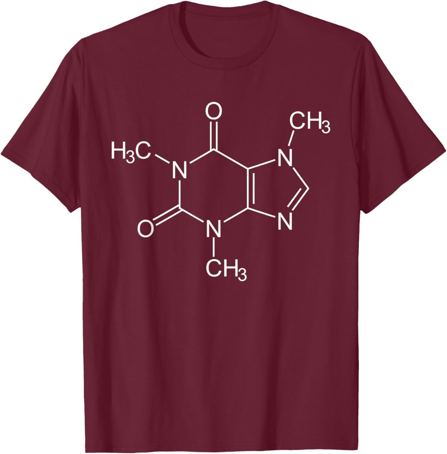 Caffeine Molecule funny Coffee Chemical formula T-Shirt - T-Shirt | Maroon