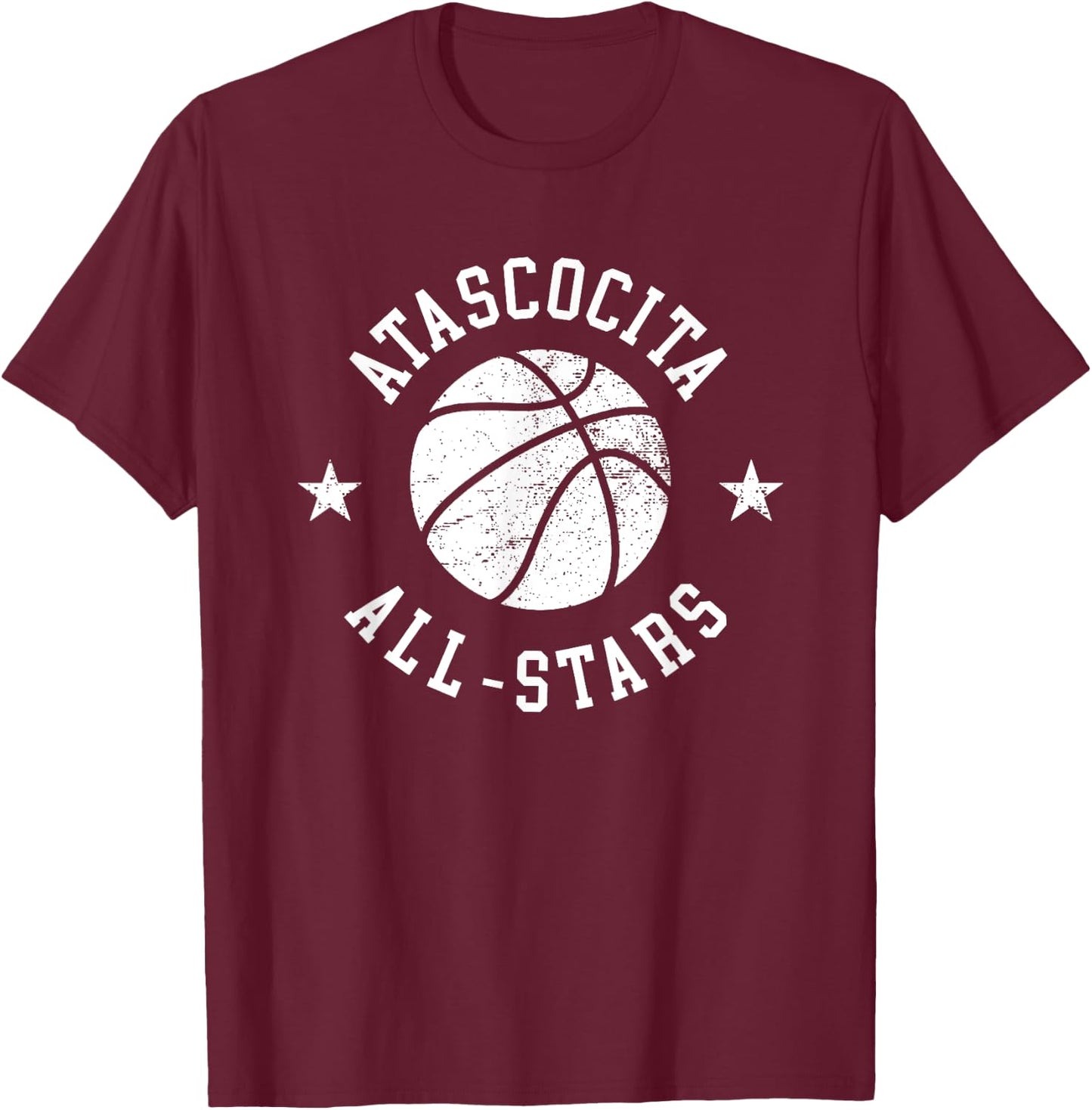 Atascocita Vintage All-Stars Retro 80s Basketball T-Shirt - T-Shirt | Maroon