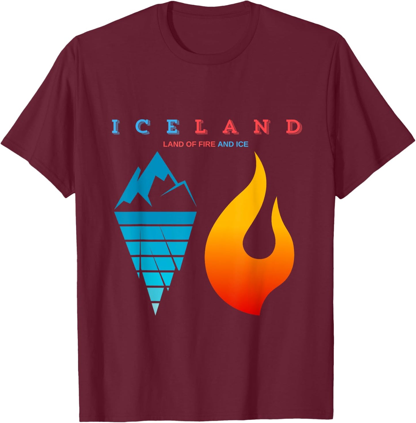 LAND OF FIRE & ICE Iceland T-Shirt - T-Shirt | Maroon