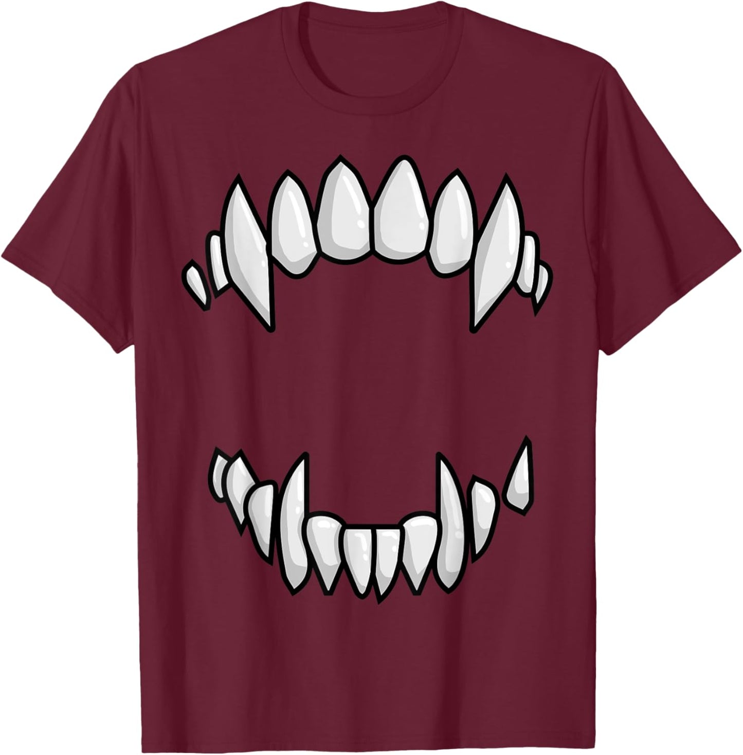 Vampire Fangs Teeth Halloween Monster Teeth Costume T-Shirt - T-Shirt | Maroon