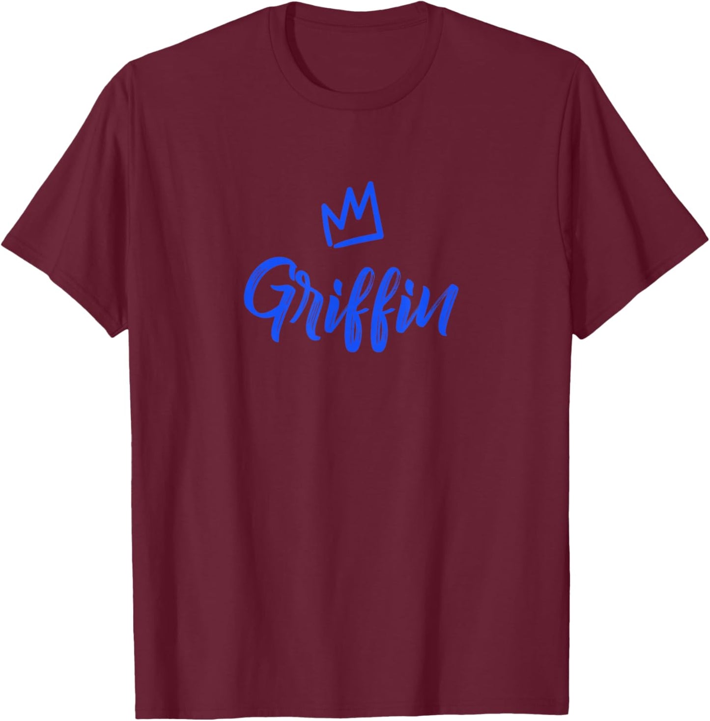 Griffin the King / Blue Crown & Name Called Griffin T-Shirt - T-Shirt | Maroon