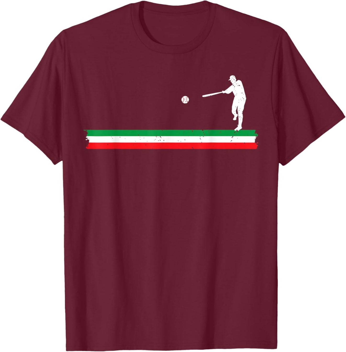 Italian Flag Baseball Player Coach Softball Team Sports Fan T-Shirt - T-Shirt | Maroon