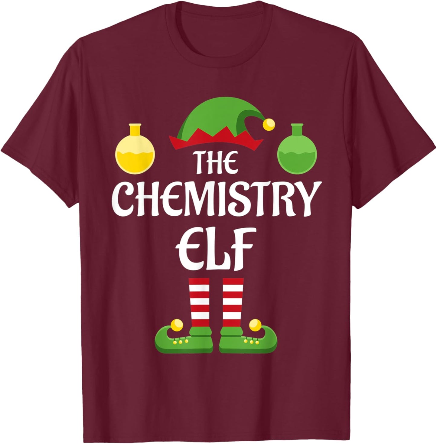 Chemistry Elf Family Matching Group Christmas Science T-Shirt - T-Shirt | Maroon