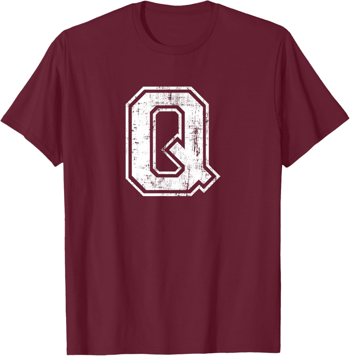 Letter Q Uppercase Alphabet Initial School College Varsity T-Shirt - T-Shirt | Maroon