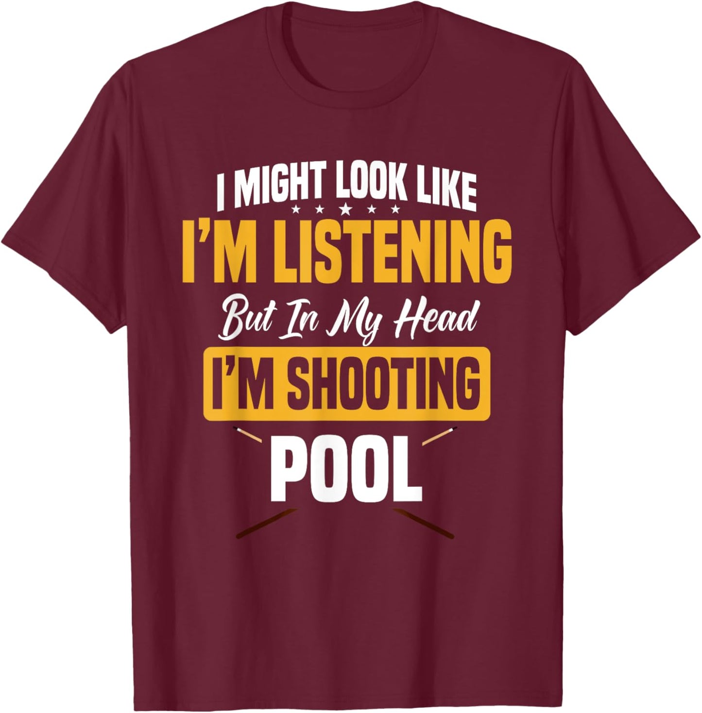 Billiards Player Pool Table Snooker Pyramid Billiard Stick T-Shirt - T-Shirt | Maroon